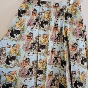 NWT Modcloth Whimsical Cat and Floral Midi Skirt